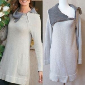 🤍 Soft Surroundings gray zip cowl neck tunic sweater